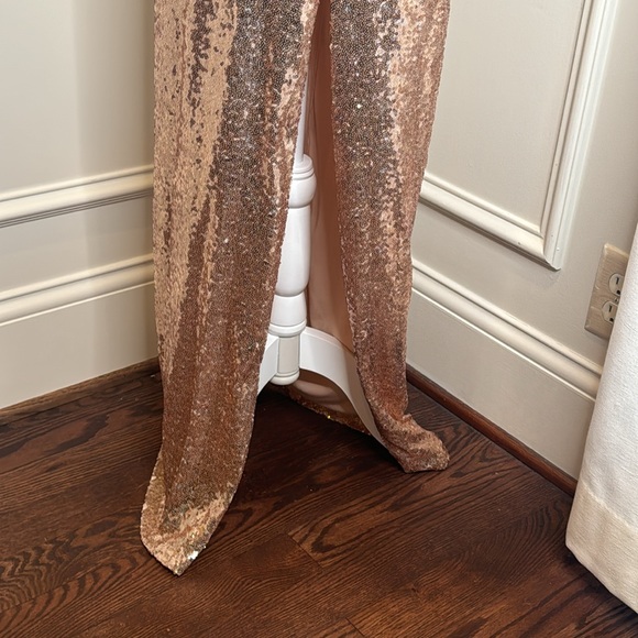 B Darlin Juniors’ Sequined Gown Maxi Dress Rose Gold NWT Size 11 Macy’s - Picture 11 of 15